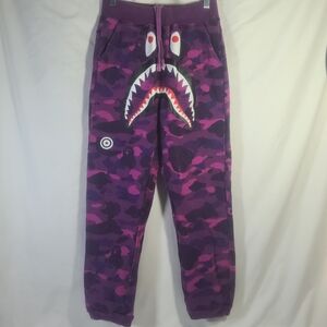 A Bathing Ape BAPE Shark Purple Camo Sweats 100% Cotton Sweatpants Sz. Medium